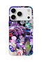 iPhone 18 Pro Compatible Neon Purple Collage Printed Transparent Phone Case