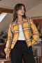 Women's Yellow Front Zippered Coat with Elastic Sleeves Arm-27K001040