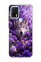General Mobile Gm 21 Pro Compatible Wolf and Purple Flower Printed Transparent Phone Case