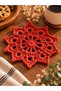 Hubush Rustic Coaster – Hand Knitted Star Motif Decorative Coaster Single - Tile