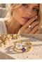 Floral Purple Stone Detailed Adjustable Vintage Ring for Women White