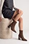 Women's Side Zipper Pointed Toe Thick Heeled Boots Lactone Light Brown Suede - 2