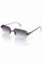 Sinemis Geometric Crystal Silver Framed Ultra Light Uv400 Filtered Smoked Anthracite Women's Sunglasses - 3