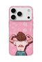 iPhone 18 Pro Compatible Strong Women's Pink Printed Transparent Phone Case
