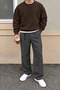 Men's 3 Thread Threaded Regular Fit Crew Neck Basic Sweatshirt