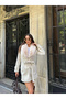 Short Cashmere Coat with Belted Fur Detail - Beige - 2