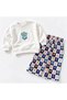 Girl's 3-Thread Non-Embroidered Floral Embroidery Detailed Top and Bottom Set - 2