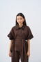 Women's Ribbon Detail Waist Tie Set Brown - 3