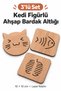 Set of 3 Wooden Coasters with Cat Figures, Decorative Home, Kitchen, Office Accessories