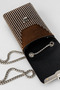 Women's chain strap stone phone bag - brown - 5
