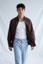 Men's lugano oversize pocketed shirt in brown color - 2