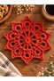 Hubush Rustic Coaster – Hand Knitted Star Motif Decorative Coaster Single - Tile - 5