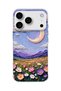 iPhone 18 Pro Max Compatible Crescent and Flower Field Printed Transparent Phone Case