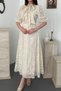 Women's Beige Bowknot Lined Dress - 4