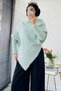 Premium Turtleneck Asymmetrical Cut Knitwear Blouse - Mint - 6