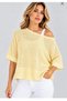 Women's Knitwear Blouse Short Sleeve Openwork Knit Boat Neck Relaxed Fit