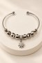Adjustable Steel Bracelet Suitable for Young People and Children, Star Figured Zircon Stone Charm Model, Silver Color