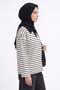 Black and White Striped 100% Cotton Polo Collar Long Sleeve T-Shirt - 3