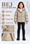 Beige Lilac Girls' Inflatable Coat with Stand Collar, Zipper and Pockets, Plush Lining Ak4304 - 2