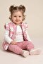 Floral Patterned Zippered Vest Baby Girl 3-Piece Set - 2