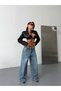 Women's Folded Waist Detailed Wide Leg Jeans Loose Leg Denim Trousers