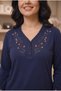 Nergiz Combed Cotton Women's Large Size Long Sleeve Comfortable Fit Blouse - 4