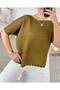 Women's Knitwear Blouse Short Sleeve Openwork Knit Boat Neck Relaxed Fit