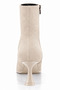 Women's Ecru Suede Zippered Thin Heeled Stylish Boots - 4