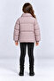 Beige Lilac Girls' Inflatable Coat with Stand Collar, Zipper and Pockets, Plush Lining Ak4304 - 6