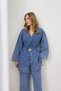 Buttoned Brooch Denim Suit 3-725 - 7