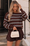 Off-Shoulder Wide Collar Striped Knit Sweater Fhmmzr004