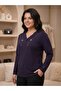 Nergiz Combed Cotton Women's Large Size Long Sleeve Comfortable Fit Blouse - 3