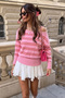 Off-Shoulder Wide Collar Striped Knit Sweater Fhmmzr004 - 3