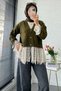 Premium Lace Detailed Sleeve Gathered Knitwear Cardigan - Khaki - 5