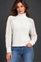 Women's Turtleneck Long Sleeve Leaf Pattern Openwork Sleeve Detailed Perforated Soft Textured Stylish Casual White Knitwear Sweater - 2