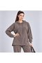 Women's Modal Pique Fabric Hooded Casual Top and Bottom Set Mta2580 - 3