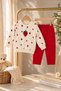 Baby Girl Set Strawberry Patterned 2-Piece Set Long Sleeve Top and Bottom Seasonal Set - 7