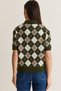 Women's Khaki-Cream Diamond Patterned Polo Collar Short Sleeve Knitwear Sweater Tk261122 60286629 - 6