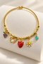 Adjustable Steel Bracelet Suitable for Young People and Children, Mixed Figure Zircon Stone Charm Model, Silver Color - 3