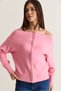 Women's Pink Madonna Collar Zippered Relaxed Knitwear Cardigan Th261070 60286640 - 4