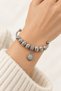 Adjustable Steel Bracelet Suitable for Young People and Children, Mixed Figure Zircon Stone Charm Model, Silver Color - 2