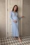 Mirela V-Neck Shoulder and Sleeve End Lace Detailed Bamboo Fabric Maternity and Postpartum Nightgown