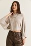 Women's Light Beige Bat Sleeve Casual Crop Knitwear Sweater Tk261117 60286639 - 3