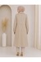 Gold Button Detailed Waist Gathered Trench Coat - 7