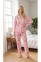 Women's Pink Bow Ribbon Patterned Soft Winter Pajama Set - 5
