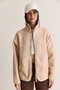 Women's Cream Patterned Stand Collar Pocket Detailed Ribbed Zippered Teddy Jacket 880 60286659 - 2