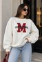 Women's Oversize Crew Neck Printed Long Sleeve Sweatshirt - 2