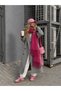 Soft Textured Dark Pink Tassel Scarf Shawl Shoulder Wrap - 4