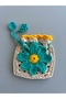 Handmade Knitted Daisy Flower Motif Drawstring Mini Pouch and Jewelry Pouch - 4
