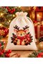 Christmas Gift Pouch Drawstring Cloth Pouch Santa Claus Snowman Deer Printed New Year Gift Bag 20X14 Large Size - 3